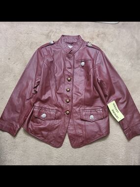 Jessica London Burgundy Leather Jacket
